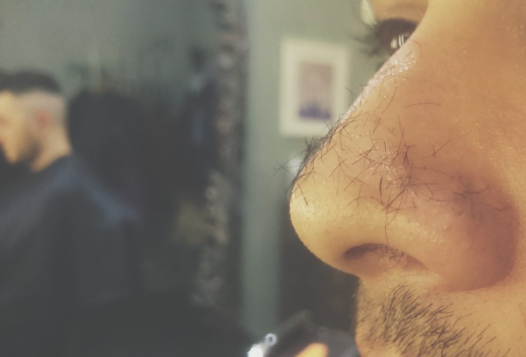 Fabio's hair sticking to his nose